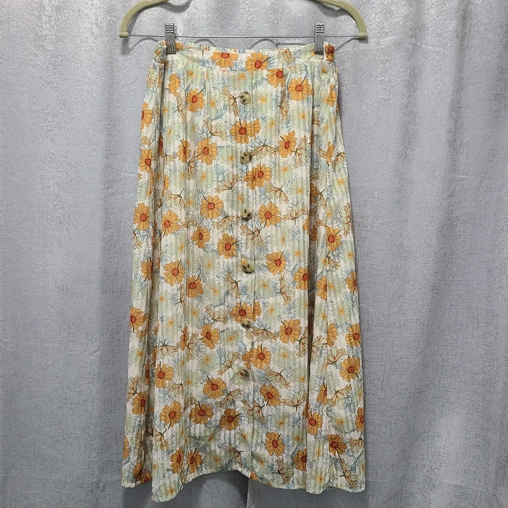Hayden A-Line Midi Floral Skirt Casual Resort Wear Sz M Lined